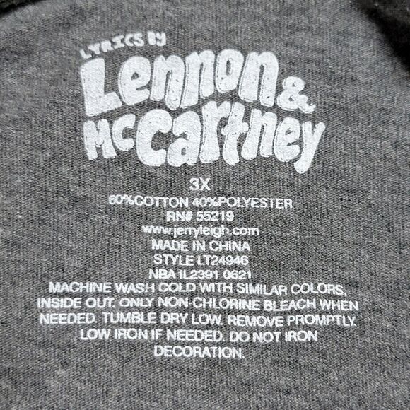 Lyrics by Lennon & McCartney SS Grey Crop Tee "All You Need Is Love" - Size 3X - Picture 4 of 4